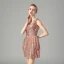 Glitzernden Rose Gold Pailletten Partykleider 2021 A Linie V-Ausschnitt Ärmellos Kurze Rüschen Rückenfreies Festliche Kleider