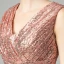 Glitzernden Rose Gold Pailletten Partykleider 2021 A Linie V-Ausschnitt Ärmellos Kurze Rüschen Rückenfreies Festliche Kleider