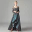 Illusion Ink Blue Satin See-through Dancing Prom Dresses 2021 A-Line / Princess Scoop Neck Long Sleeve Appliques Lace Asymmetrical Ruffle Formal Dresses
