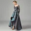 Illusion Ink Blue Satin See-through Dancing Prom Dresses 2021 A-Line / Princess Scoop Neck Long Sleeve Appliques Lace Asymmetrical Ruffle Formal Dresses