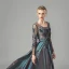 Illusion Ink Blue Satin See-through Dancing Prom Dresses 2021 A-Line / Princess Scoop Neck Long Sleeve Appliques Lace Asymmetrical Ruffle Formal Dresses