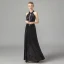 Fashion Black Sequins Evening Dresses  2021 A-Line / Princess Halter Sleeveless Floor-Length / Long Ruffle Backless Formal Dresses