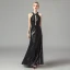 Fashion Black Sequins Evening Dresses  2021 A-Line / Princess Halter Sleeveless Floor-Length / Long Ruffle Backless Formal Dresses