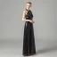 Fashion Black Sequins Evening Dresses  2021 A-Line / Princess Halter Sleeveless Floor-Length / Long Ruffle Backless Formal Dresses