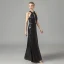 Fashion Black Sequins Evening Dresses  2021 A-Line / Princess Halter Sleeveless Floor-Length / Long Ruffle Backless Formal Dresses
