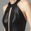 Fashion Black Sequins Evening Dresses  2021 A-Line / Princess Halter Sleeveless Floor-Length / Long Ruffle Backless Formal Dresses
