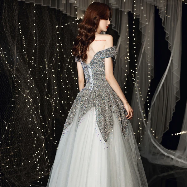 helsa halter dress Sparkly Sequin Prom Dresses Short Sleeve Formal Dresses 21293 As Pictured / US4 main image 1