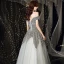 Sparkly Grey Prom Dresses 2021 A-Line / Princess Off-The-Shoulder Short Sleeve Sequins Glitter Tulle Floor-Length / Long Ruffle Backless Formal Dresses