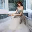 Sparkly Grey Prom Dresses 2021 A-Line / Princess Off-The-Shoulder Short Sleeve Sequins Glitter Tulle Floor-Length / Long Ruffle Backless Formal Dresses