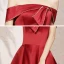 Chic / Beautiful Red Satin Dancing Prom Dresses 2021 A-Line / Princess Off-The-Shoulder Short Sleeve Beading Floor-Length / Long Ruffle Backless Formal Dresses
