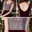 Sexy Bordeaux Velour Robe De Soirée 2021 Trompette / Sirène V-Cou Sans Manches Faux Diamant Fendue devant Longue Volants Dos Nu Robe De Ceremonie