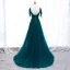 Best Dark Green Prom Dresses 2021 A-Line / Princess Spaghetti Straps Sleeveless Appliques Lace Beading Floor-Length / Long Ruffle Backless Formal Dresses