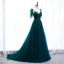 Best Dark Green Prom Dresses 2021 A-Line / Princess Spaghetti Straps Sleeveless Appliques Lace Beading Floor-Length / Long Ruffle Backless Formal Dresses