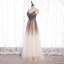 Illusion Marron Dégradé De Couleur Blanche Transparentes Robe De Bal 2021 Princesse Bretelles Spaghetti Sans Manches Perlage Paillettes Longue Volants Dos Nu Robe De Ceremonie