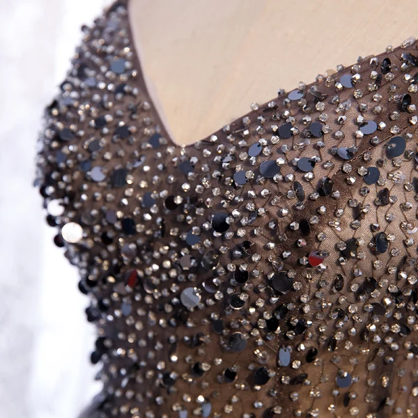 Illusion Marron Dégradé De Couleur Blanche Transparentes Robe De Bal 2021 Princesse Bretelles Spaghetti Sans Manches Perlage Paillettes Longue Volants Dos Nu Robe De Ceremonie