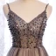 Illusion Marron Dégradé De Couleur Blanche Transparentes Robe De Bal 2021 Princesse Bretelles Spaghetti Sans Manches Perlage Paillettes Longue Volants Dos Nu Robe De Ceremonie