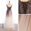 Illusion Marron Dégradé De Couleur Blanche Transparentes Robe De Bal 2021 Princesse Bretelles Spaghetti Sans Manches Perlage Paillettes Longue Volants Dos Nu Robe De Ceremonie