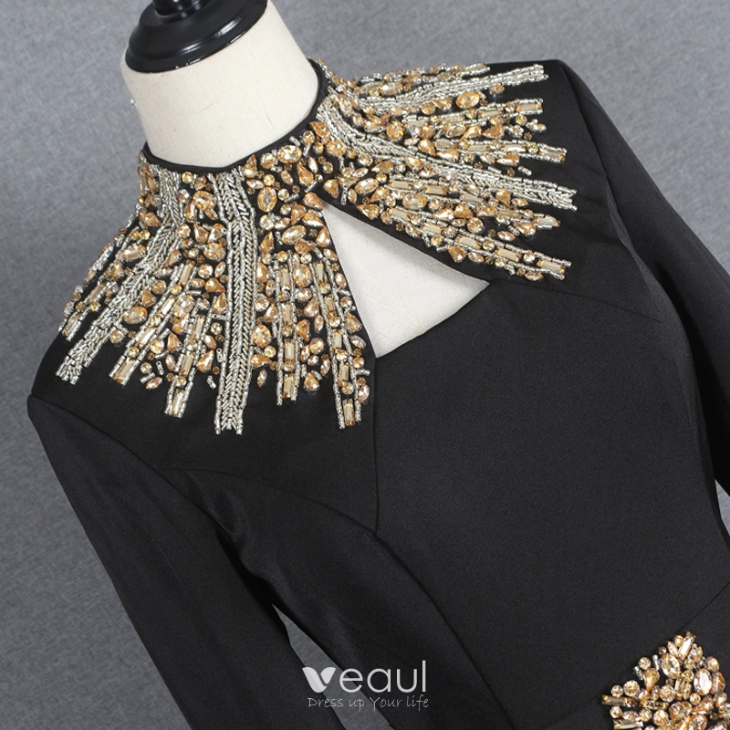 slim fit dress slacks Melba Black Gold Rhinestones Maxi Bandage Dress – Chic Couture Online main image 0