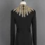 Mode Noire Robe De Soirée 2021 Trompette / Sirène Col Haut Manches Longues Faux Diamant Ceinture Train De Balayage Volants Robe De Ceremonie