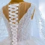 Luxury / Gorgeous White Bridal Wedding Dresses 2021 Ball Gown See-through Deep V-Neck Sleeveless Backless Beading Pearl Watteau Train Ruffle