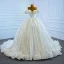 Luxus / Herrlich Ivory / Creme Hochzeits Brautkleider / Hochzeitskleider 2021 Ballkleid Off Shoulder Kurze Ärmel Rückenfreies Perlenstickerei Perle Glanz Tülle Kapelle-Schleppe Rüschen