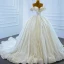 Luxus / Herrlich Ivory / Creme Hochzeits Brautkleider / Hochzeitskleider 2021 Ballkleid Off Shoulder Kurze Ärmel Rückenfreies Perlenstickerei Perle Glanz Tülle Kapelle-Schleppe Rüschen