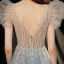 Illusion Bleu Ciel Transparentes Robe De Bal 2021 Princesse Col v profond Sans Manches Perlage Paillettes Glitter Tulle Train De Balayage Volants Dos Nu Robe De Ceremonie