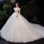 Viktorianischer Stil Ivory / Creme Brautkleider / Hochzeitskleider 2021 Ballkleid Eckiger Ausschnitt Geschwollenes Lange Ärmel Rückenfreies Applikationen Spitze Perlenstickerei Perle Glanz Tülle Kathedrale Schleppe Rüschen