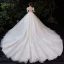 Viktorianischer Stil Ivory / Creme Brautkleider / Hochzeitskleider 2021 Ballkleid Eckiger Ausschnitt Geschwollenes Lange Ärmel Rückenfreies Applikationen Spitze Perlenstickerei Perle Glanz Tülle Kathedrale Schleppe Rüschen