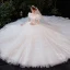 Viktorianischer Stil Ivory / Creme Brautkleider / Hochzeitskleider 2021 Ballkleid Eckiger Ausschnitt Geschwollenes Lange Ärmel Rückenfreies Applikationen Spitze Perlenstickerei Perle Glanz Tülle Kathedrale Schleppe Rüschen