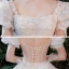 Viktorianischer Stil Ivory / Creme Brautkleider / Hochzeitskleider 2021 Ballkleid Eckiger Ausschnitt Geschwollenes Lange Ärmel Rückenfreies Applikationen Spitze Perlenstickerei Perle Glanz Tülle Kathedrale Schleppe Rüschen