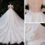 Viktorianischer Stil Ivory / Creme Brautkleider / Hochzeitskleider 2021 Ballkleid Eckiger Ausschnitt Geschwollenes Lange Ärmel Rückenfreies Applikationen Spitze Perlenstickerei Perle Glanz Tülle Kathedrale Schleppe Rüschen
