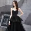 Fashion Black Prom Dresses 2021 A-Line / Princess Spaghetti Straps Sleeveless Beading Sweep Train Ruffle Backless Formal Dresses