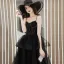Fashion Black Prom Dresses 2021 A-Line / Princess Spaghetti Straps Sleeveless Beading Sweep Train Ruffle Backless Formal Dresses
