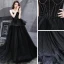 Fashion Black Prom Dresses 2021 A-Line / Princess Spaghetti Straps Sleeveless Beading Sweep Train Ruffle Backless Formal Dresses