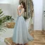 Elegant Sage Green Dancing Prom Dresses 2021 A-Line / Princess Strapless Sleeveless Appliques Lace Beading Floor-Length / Long Ruffle Backless Formal Dresses