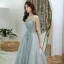 Elegant Sage Green Dancing Prom Dresses 2021 A-Line / Princess Strapless Sleeveless Appliques Lace Beading Floor-Length / Long Ruffle Backless Formal Dresses