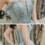 Elegant Sage Green Dancing Prom Dresses 2021 A-Line / Princess Strapless Sleeveless Appliques Lace Beading Floor-Length / Long Ruffle Backless Formal Dresses