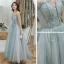 Elegant Sage Green Dancing Prom Dresses 2021 A-Line / Princess Strapless Sleeveless Appliques Lace Beading Floor-Length / Long Ruffle Backless Formal Dresses