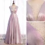 Bling Bling Rose Bonbon Dansant Robe De Bal 2021 Princesse Transparentes Col v profond Sans Manches Ceinture Faux Diamant Glitter Polyester Longue Volants Dos Nu Robe De Ceremonie