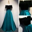 Schlicht Dunkelgrün Satin Tanzen Ballkleider 2021 A Linie Off Shoulder Kurze Ärmel Stoffgürtel Lange Rüschen Rückenfreies Festliche Kleider