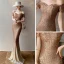 Scintillantes Doré Paillettes Robe De Bal 2021 Trompette / Sirène De l'épaule Manches Courtes Longue Volants Dos Nu Robe De Ceremonie