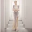 Scintillantes Beige Paillettes Transparentes Robe De Soirée 2021 Trompette / Sirène V-Cou 1/2 Manches Fendue devant Longue Dos Nu Robe De Ceremonie