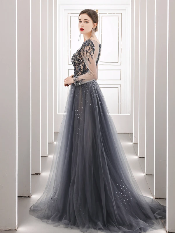 grey prom dresses tight Gray Lace High Low Prom Dresses, Grey High Low Lace Formal Graduation –  Shiny Party