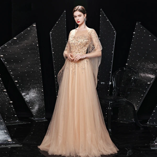 gold see through prom dress Gold Rhinestone Mermaid See Through Prom Dresses With Beading, MP380 –  Musebridals