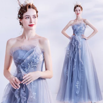 Chic Belle Dansant Gris Robe De Bal 2021 Princesse Bustier Sans Manches Perlage Glitter Tulle Longue Volants Dos Nu Robe De Ceremonie