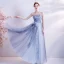 Chic / Beautiful Dancing Grey Prom Dresses 2021 A-Line / Princess Strapless Sleeveless Beading Glitter Tulle Floor-Length / Long Ruffle Backless Formal Dresses