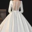 Haut de Gamme Ivoire Satin Transparentes La Mariée Robe De Mariée 2021 Robe Boule Encolure Carrée Manches Longues Cathedral Train Volants