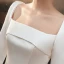 Haut de Gamme Ivoire Satin Transparentes La Mariée Robe De Mariée 2021 Robe Boule Encolure Carrée Manches Longues Cathedral Train Volants