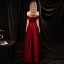 Fashion Burgundy Satin Dancing Prom Dresses 2021 A-Line / Princess Off-The-Shoulder Short Sleeve Beading Pearl Split Front Floor-Length / Long Ruffle Backless Formal Dresses
